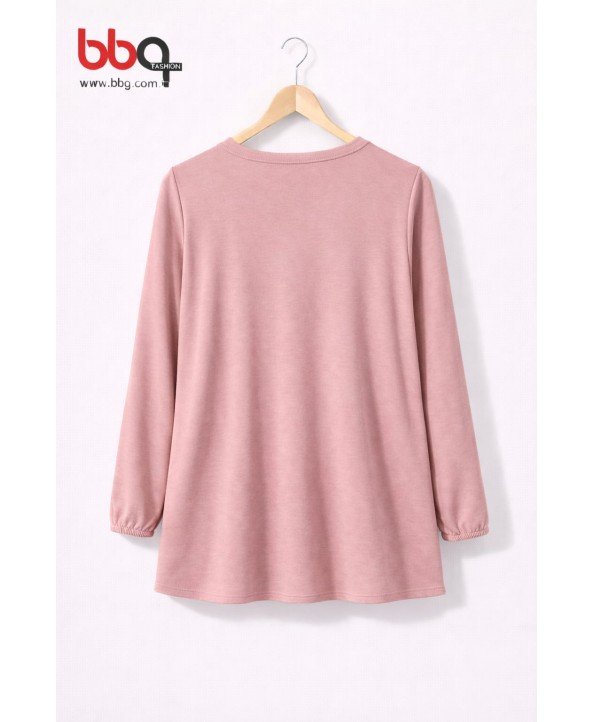 BAYAN BÜYÜK BEDEN GENİŞ KALIP YAKA DANTEL DETAYLI BLUZ-GK