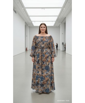  BAYAN BÜYÜK BEDEN GENİŞ KALIP VİSKOSE UZUN ELBİSE-2