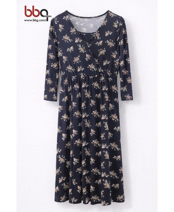 BAYAN BÜYÜK BEDEN GENİŞ KALIP DESENLİ ELBİSE-L