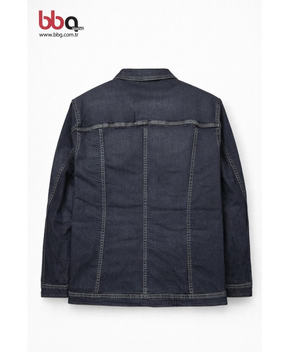 BAYAN BÜYÜK BEDEN GENİŞ KALIP LACİVERT KOT CEKET
