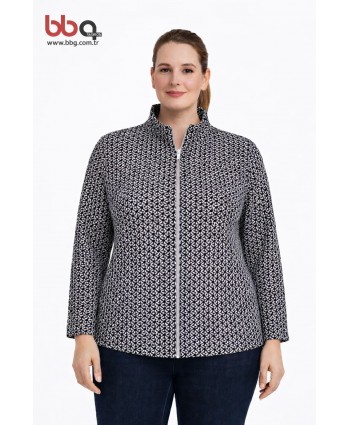 BAYAN BÜYÜK BEDEN GENİŞ KALIP FERMUARLI CEKET