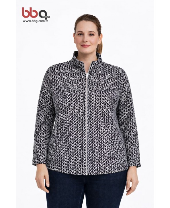 BAYAN BÜYÜK BEDEN GENİŞ KALIP FERMUARLI CEKET