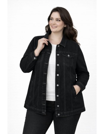 BAYAN BÜYÜK BEDEN GENİŞ KALIP SİYAH KOT CEKET