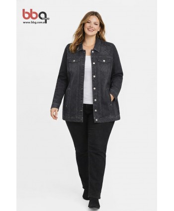 BAYAN BÜYÜK BEDEN SİYAH TAŞLI KOT CEKET