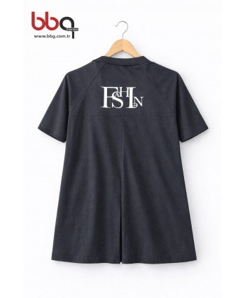 BAYAN BÜYÜK BEDEN GENİŞ KALIP FERMUARLI LACİVERT CEKET