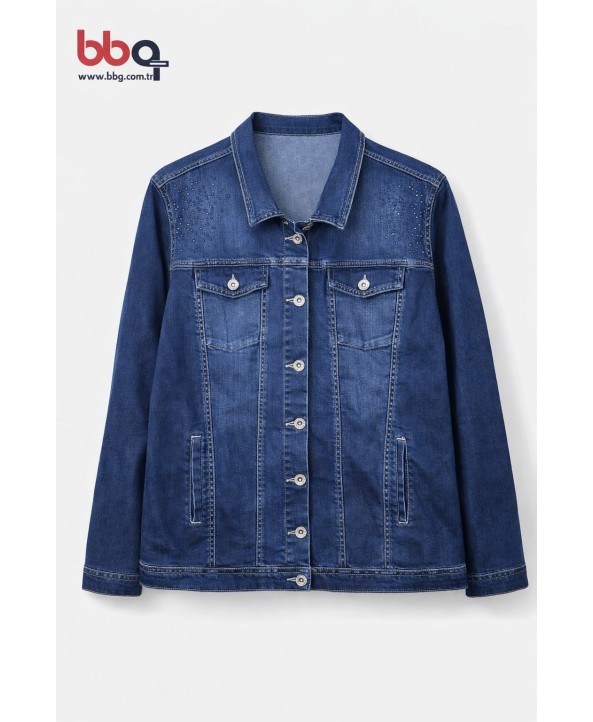 BAYAN BÜYÜK BEDEN TAŞLI KOT CEKET BAYAN BÜYÜK BEDEN TAŞLI KOT CEKET