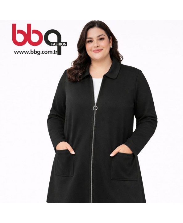 BAYAN FERMUARLI SİYAH CEKET