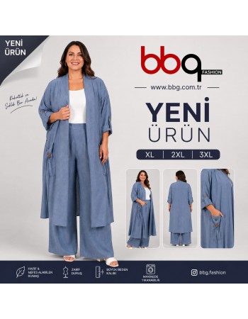  BAYAN BÜYÜK BEDEN GENİŞ KALIP CEP DETAYLI KAP-M