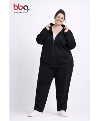 BAYAN BÜYÜK BEDEN GENİŞ KALIP KAPÜŞONLU CEKET-S