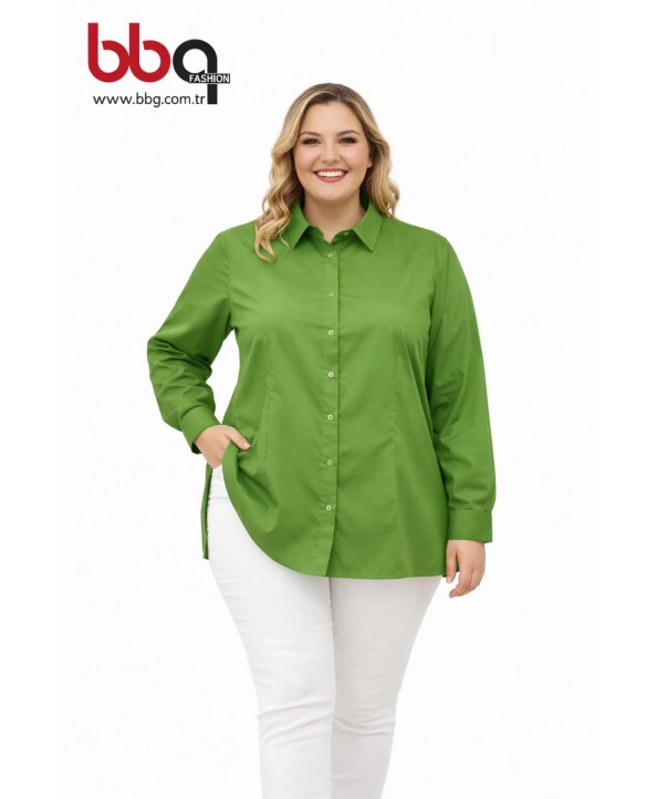 BAYAN BÜYÜK BEDEN YEŞİL GÖMLEK