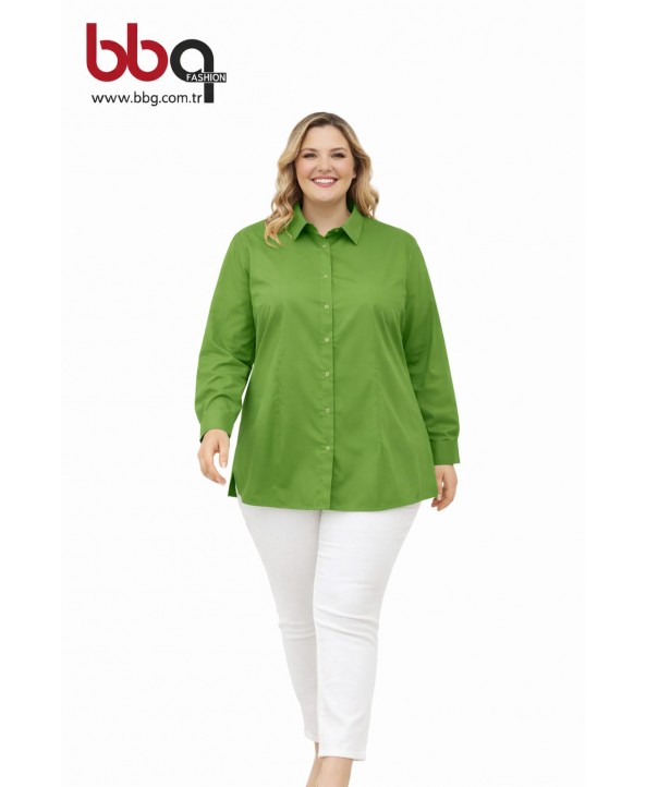 BAYAN BÜYÜK BEDEN YEŞİL GÖMLEK
