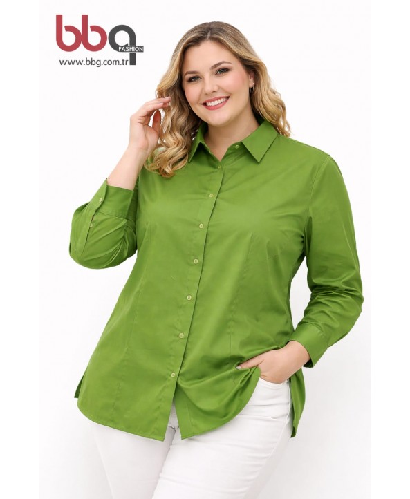 BAYAN BÜYÜK BEDEN YEŞİL GÖMLEK
