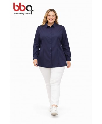 BAYAN BÜYÜK BEDEN LACİVERT GÖMLEK