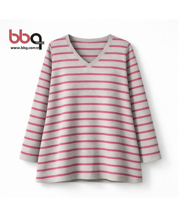 BAYAN BÜYÜK BEDEN YUMUŞAK DOKULU V YAKA TRİKO KAZAK