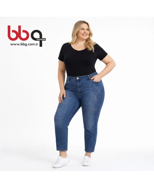 BAYAN BÜYÜK BEDEN TAŞLI KOT PANTOLON