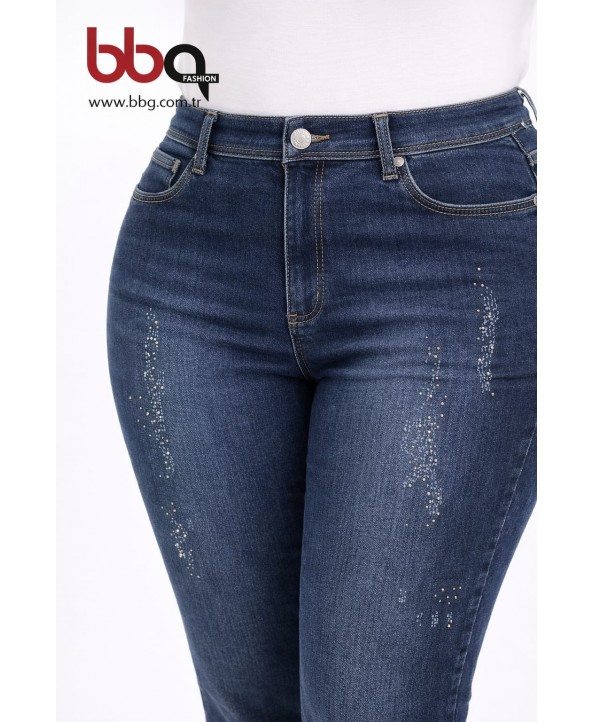 BAYAN BÜYÜK BEDEN TAŞLI KOT PANTOLON
