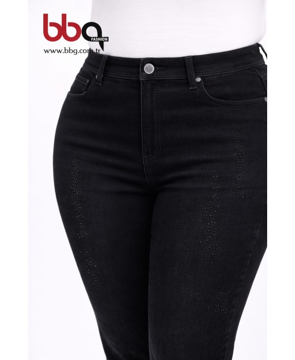 BAYAN BÜYÜK BEDEN TAŞLI KOT PANTOLON-S