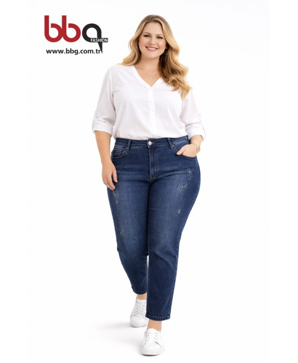 BAYAN BÜYÜK BEDEN TAŞLI KOT PANTOLON