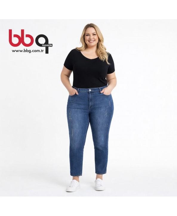 BAYAN BÜYÜK BEDEN TAŞLI KOT PANTOLON