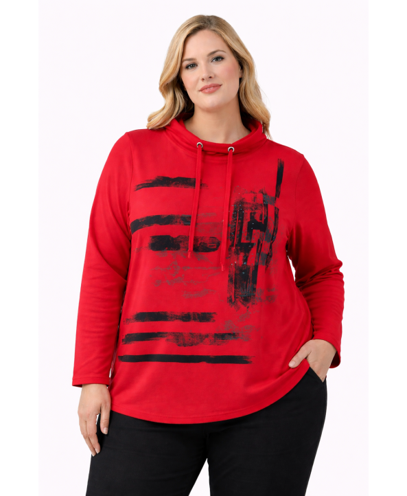  BAYAN BÜYÜK BEDEN GENİŞ KALIP BASKILI SWEATSHIRT-K