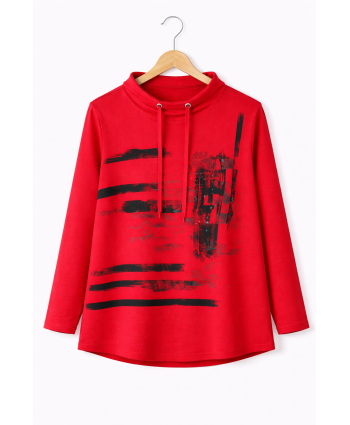  BAYAN BÜYÜK BEDEN GENİŞ KALIP BASKILI SWEATSHIRT-K