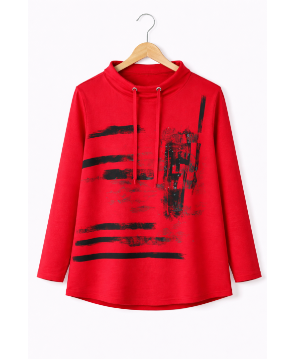  BAYAN BÜYÜK BEDEN GENİŞ KALIP BASKILI SWEATSHIRT-K