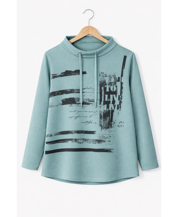 BAYAN BÜYÜK BEDEN GENİŞ KALIP BASKILI SWEATSHIRT