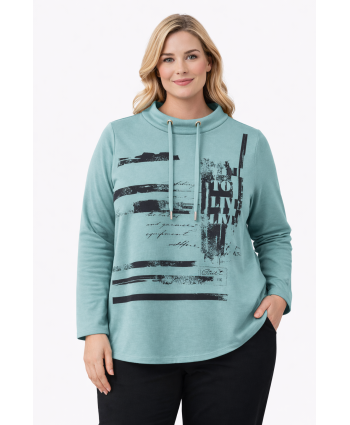 BAYAN BÜYÜK BEDEN GENİŞ KALIP BASKILI SWEATSHIRT
