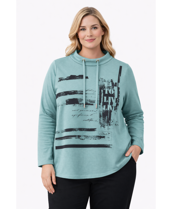 BAYAN BÜYÜK BEDEN GENİŞ KALIP BASKILI SWEATSHIRT