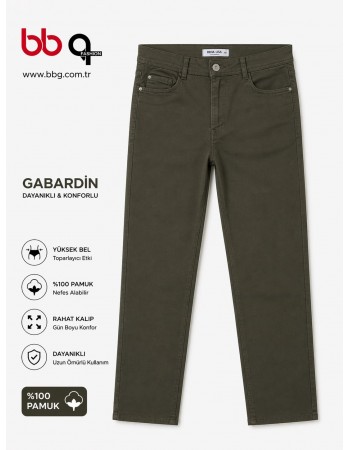 BAYAN BÜYÜK BEDEN GENİŞ KALIP GABARDİN PANTOLON-Y