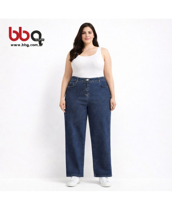 BAYAN BÜYÜK BEDEN GENİŞ KALIP GENİŞ PAÇA PANTOLON-L