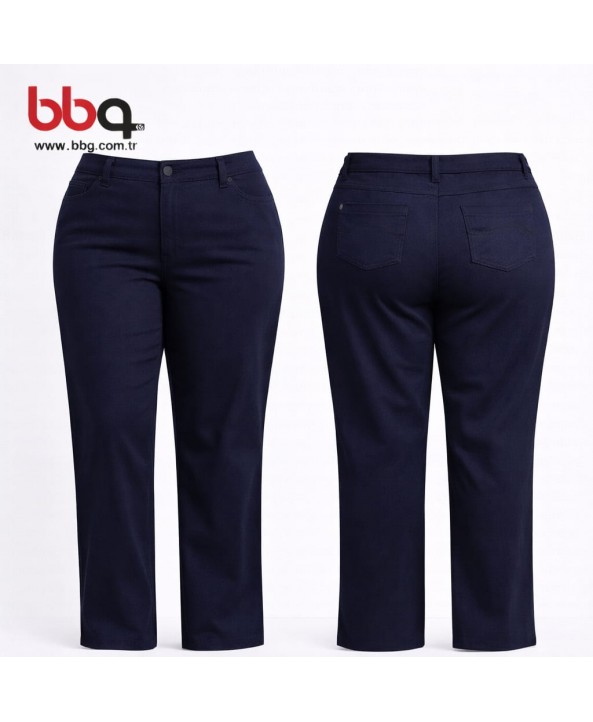 BAYAN BÜYÜK BEDEN LACİVERT STRETCH PANTOLON