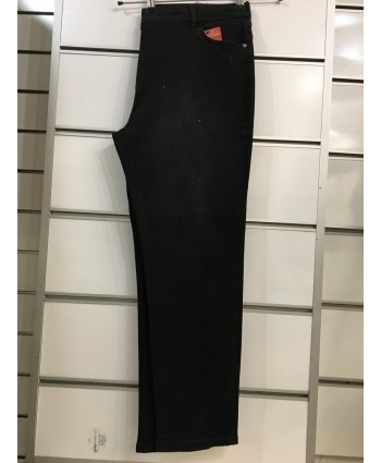 BAYAN BÜYÜK BEDEN YÜKSEK BEL TAŞLI KOT PANTOLON-S