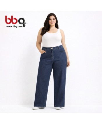 BAYAN BÜYÜK BEDEN GENİŞ KALIP GENİŞ PAÇA PANTOLON-L