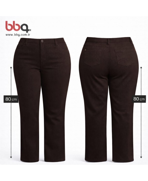 BAYAN BÜYÜK BEDEN KAHVERENGİ STRETCH PANTOLON