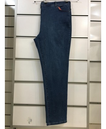 BAYAN BÜYÜK BEDEN YÜKSEK BEL TAŞLI KOT PANTOLON-M