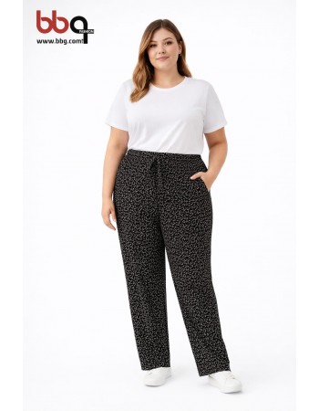 BAYAN BÜYÜK BEDEN GENİŞ KALIP DESENLİ TEK ALT-2