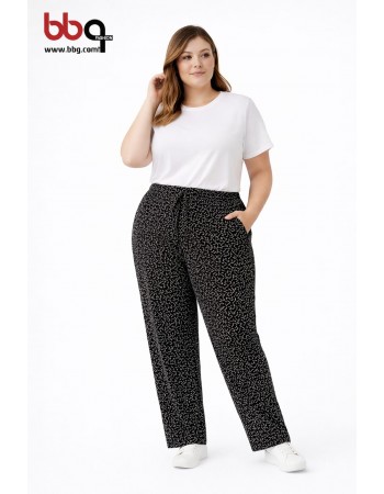 BAYAN BÜYÜK BEDEN GENİŞ KALIP DESENLİ TEK ALT-2