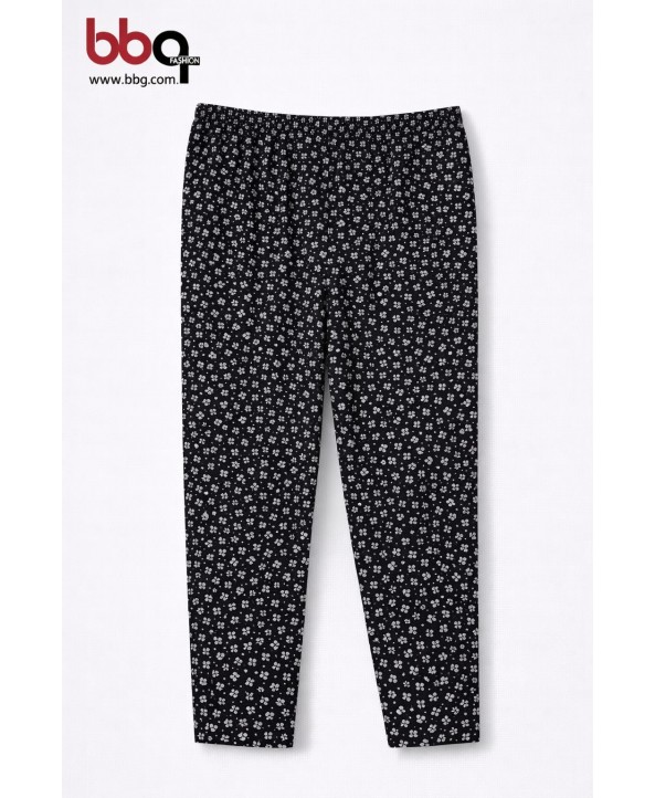 BAYAN BÜYÜK BEDEN GENİŞ KALIP DESENLİ TEK ALT-1