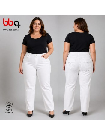  BAYAN BÜYÜK BEDEN GENİŞ KALIP GABARDİN PANTOLON-B