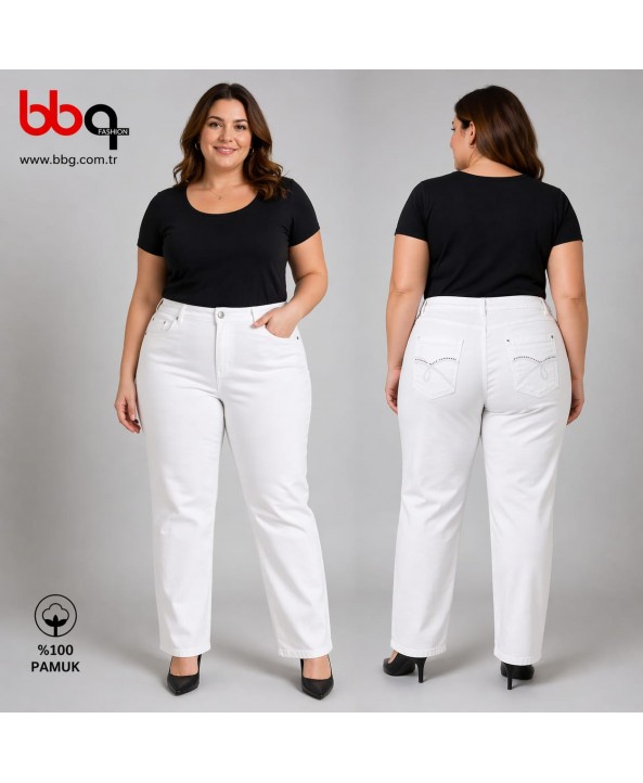  BAYAN BÜYÜK BEDEN GENİŞ KALIP GABARDİN PANTOLON-B
