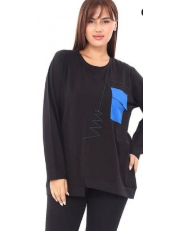 BAYAN BÜYÜK BEDEN GENİŞ KALIP CEP DETAYLI TUNİK