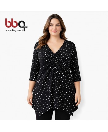 BAYAN BÜYÜK BEDEN GENİŞ KALIP V YAKA TUNİK