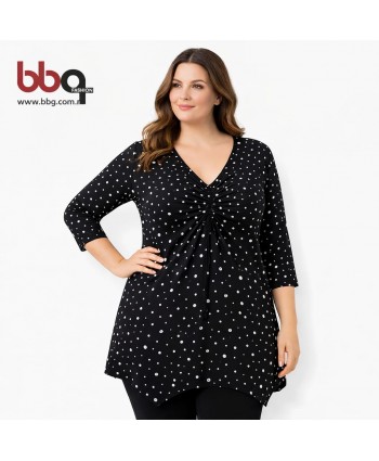 BAYAN BÜYÜK BEDEN GENİŞ KALIP V YAKA TUNİK