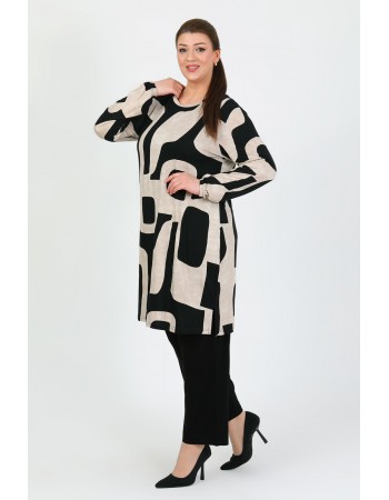 BAYAN BÜYÜK BEDEN VİZON TURLU LİKRALI İKİLİ TAKIM