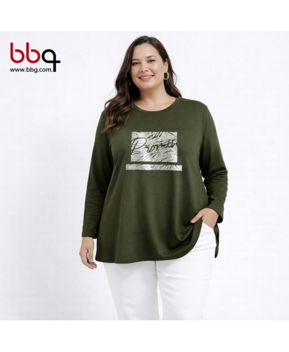 BAYAN BÜYÜK BEDEN GENİŞ KALIP BASKILI BLUZ-Y