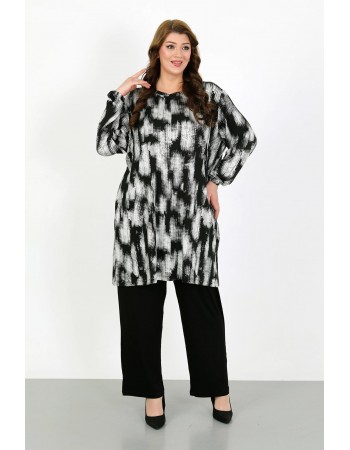 BAYAN BÜYÜK BEDEN GENİŞ KALIP TURLU LİKRALI İKİLİ TAKIM-3