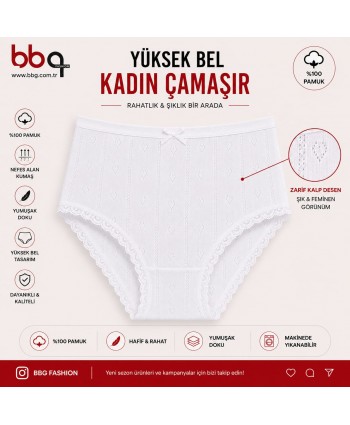 BAYAN BÜYÜK BEDEN GENİŞ KALIP YÜKSEK BEL PAMUKLU KÜLOT-BD