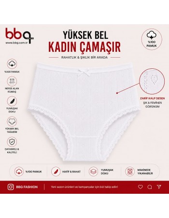 BAYAN BÜYÜK BEDEN GENİŞ KALIP YÜKSEK BEL PAMUKLU KÜLOT-BD