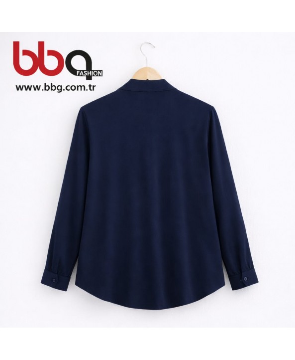 BAYAN BÜYÜK BEDEN GENİŞ KALIP PAMUK VİSCON DÜZ LACİVERT GÖMLEK BAYAN BÜYÜK BEDEN GENİŞ KALIP PAMUK VİSCON DÜZ LACİVERT GÖMLEK